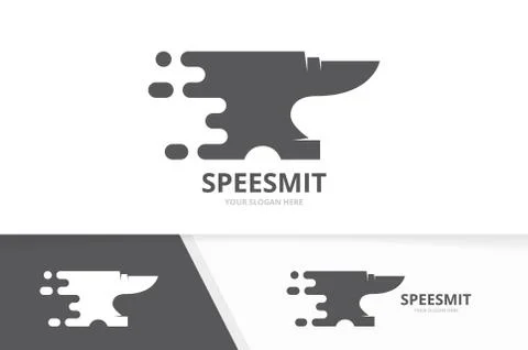 Vector fast smith logo combination. Speed blacksmith symbol or icon. Unique Stock Illustration