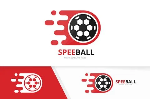 Vector fast soccer logo combination. Speed ball symbol or icon. Unique football Stock Illustration