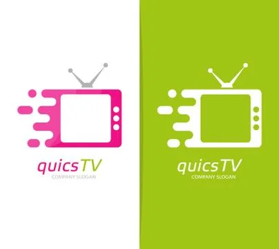 Vector fast television logo combination. Speed cinema symbol or icon. Unique Stock Illustration