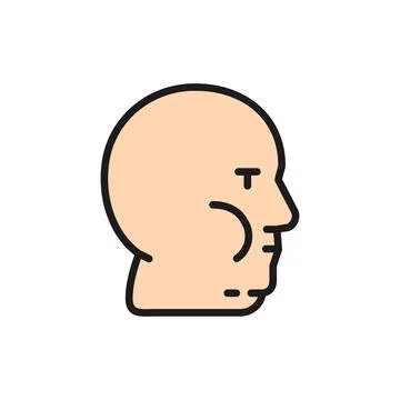 Vector fat face, obesity, adiposity flat color line icon. Stock Illustration