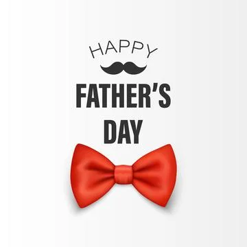 Vector Fathers Day Banner. Text with 3d Realistic Silk Red Bow Tie on White Stock Illustration