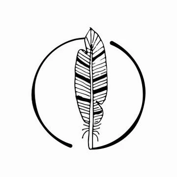 Vector feather with abstract drawing Stock Illustration