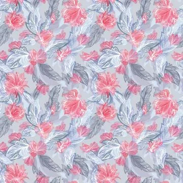 Vector Feather and Flower Pattern Stock Illustration