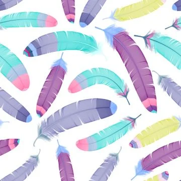 Vector Feather background, retro pattern, ethnic doodle collection, tribal Stock Illustration