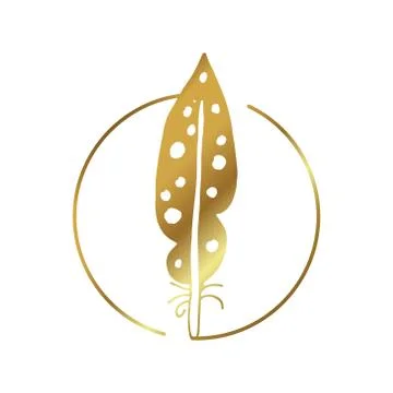 Vector feather in gold color Stock Illustration