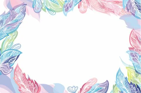 Vector Feather Tribal Boho Ornament Card Template Stock Illustration