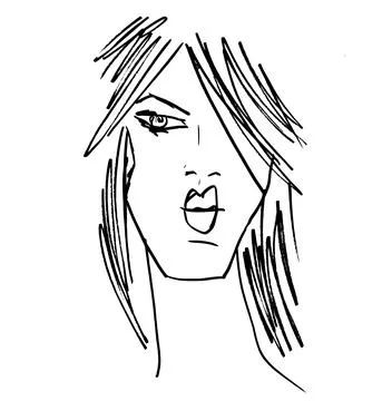Vector female abstract minimalistic poster drawn with black pen. Hand drawn Stock Illustration