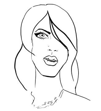 Vector female abstract poster drawn with black pen. Hand drawn contemporary Stock Illustration