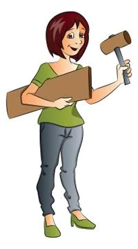 Vector of female construction worker. Stock Illustration