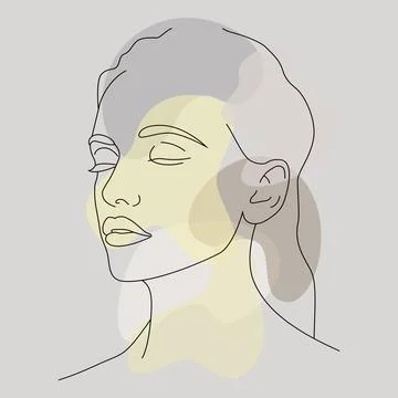 A vector female face is drawn on the line. Abstract portrait. Stock-Illustration