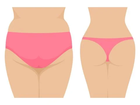 Vector female fat and thin ass before and after Illustrazione stock