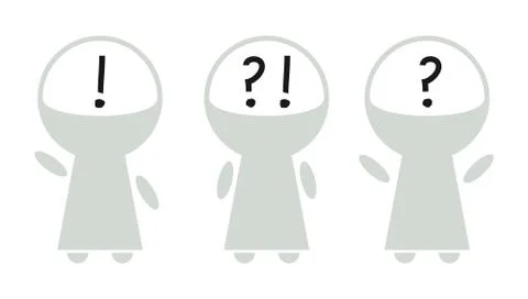 Vector. Female figures wish question and exclamation mark in head. Web abstra Stock Illustration