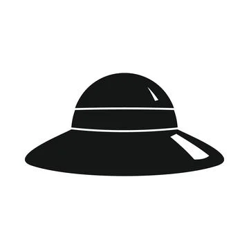 Vector female hat black simple icon isolated on white Stock Illustration
