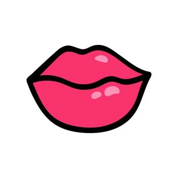 Vector female lips hand draw. Isolate lips in doodle style. Stock Illustration
