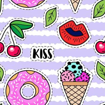 Vector Feminist power seamless pattern with icon. Stock Illustration