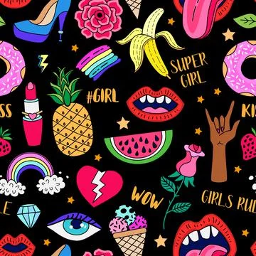 Vector Feminist power seamless pattern with icon. 库存插图