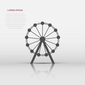 Vector ferris wheel icon in flat style. Carousel in park sign illustration .. Ilustración de archivo