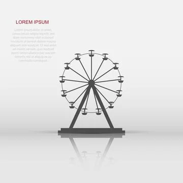 Vector ferris wheel icon in flat style. Carousel in park sign illustration .. Illustrazione stock