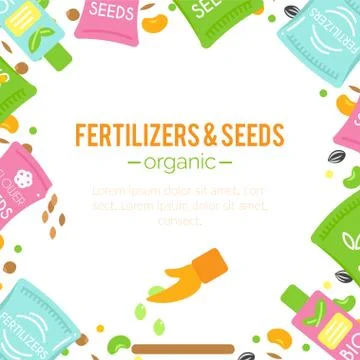 Vector fertilizer illustrations. Seeds pack design Stock Illustration