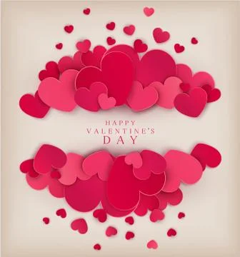 Vector festive background Valentine's Day. Template for postcards. Red hearts Stock Illustration