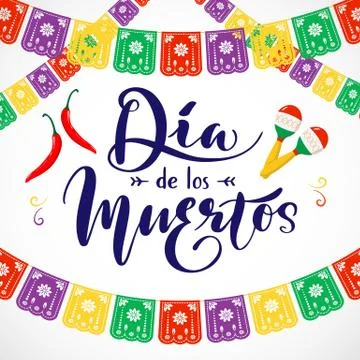 Vector festive banner Day of the Dead in Spanish language. Illustrazione stock