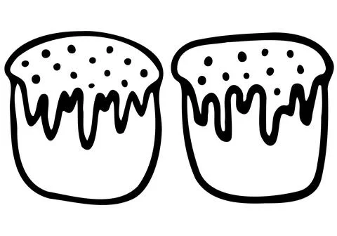 Vector festive cake with Easter bake. Hand drawn doodles on white background Stock Illustration