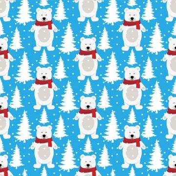 Vector festive Christmas or New Year seamless pattern in bears Stock Illustration