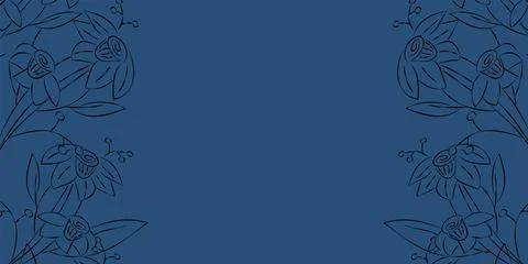 Vector. Festive floral background in blue colors, copy space for text. Stock Illustration