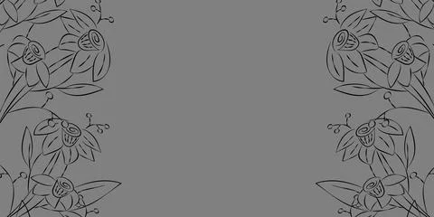 Vector. Festive floral background in gray colors, copy space for text. Stock Illustration
