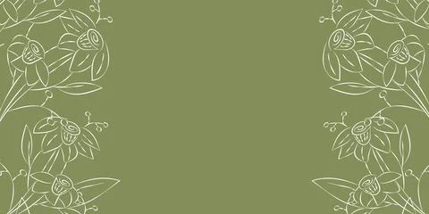 Vector. Festive floral background in green pastel colors, copy space for text. Stock Illustration