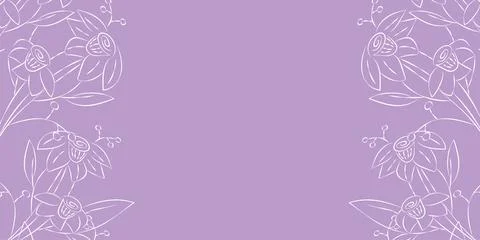 Vector. Festive floral background in lilac tones, copy space for your text. Stock Illustration
