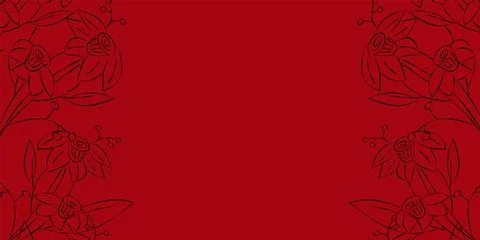 Vector. Festive floral background in red colors, copy space for text. Stock Illustration