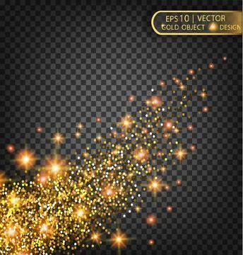 Vector festive illustration of falling shiny particles and stars isolated on Stock Illustration
