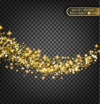 Vector festive illustration of falling shiny particles and stars isolated on Stock Illustration
