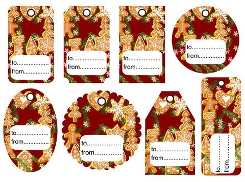 Vector festive objects. Gingerbreads and New year and Christmas symbols. Stock Illustration