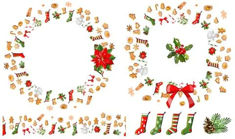 Vector festive wreath isolated on white background Stock Illustration