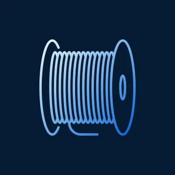 Vector fiber optic cable bobbin concept blue outline icon Stock Illustration