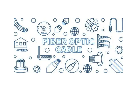 Vector Fiber Optic Cable concept outline banner Stock Illustration