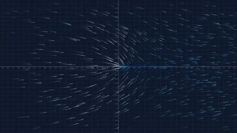 Vector field visualization of math functions with glowing blue arrows on grid 스톡 동영상 346812150