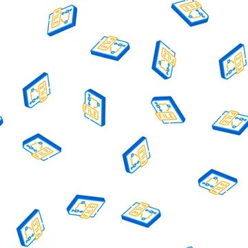 Vector file isometric icon seamless pattern 库存插图