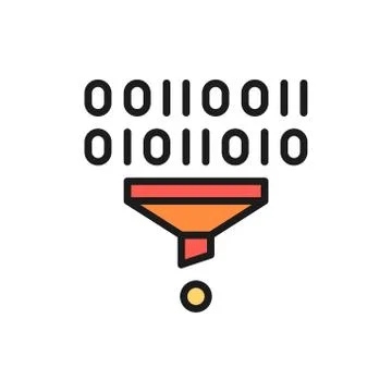 Vector filter, funnel, sorting, data tunnel flat color line icon. Stock Illustration