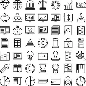 Vector of Finance Icon Set Solid. Perfect for user interface, new application. Stock Illustration