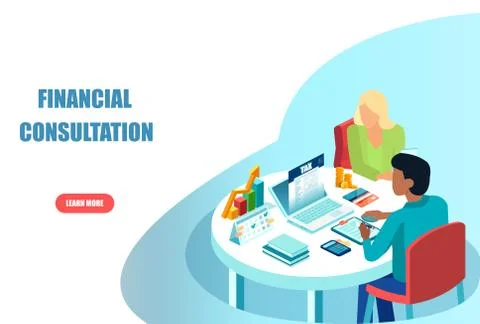 Vector of a financial advisor consulting a customer on investment Stock Illustration