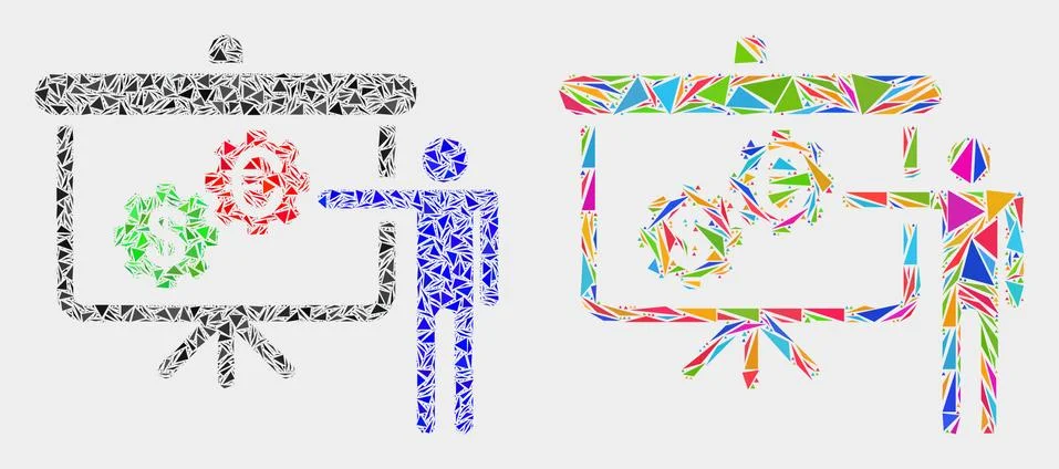 Vector Financial Engine Presentation Mosaic Icon of Triangle Elements 스톡 일러스트