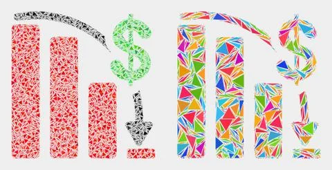 Vector Financial Epic Fail Chart Mosaic Icon of Triangle Items Stock Illustration