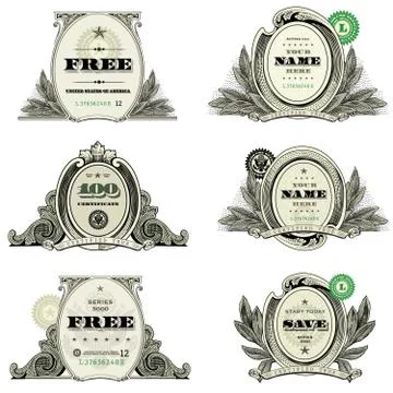 Vector financial frame and badge set Иллюстрация