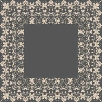 Vector fine floral square frame. Decorative element for invitations and cards Stock Illustration