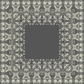 Vector fine floral square frame. Decorative element for invitations and cards Stock Illustration