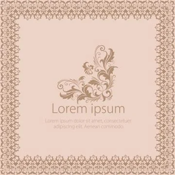 Vector fine floral square frame. Decorative element for invitations and cards Stock Illustration