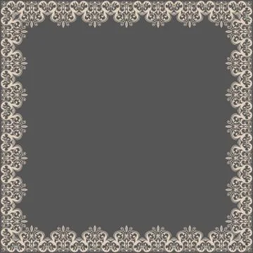 Vector fine floral square frame. Decorative element for invitations and cards Stock Illustration